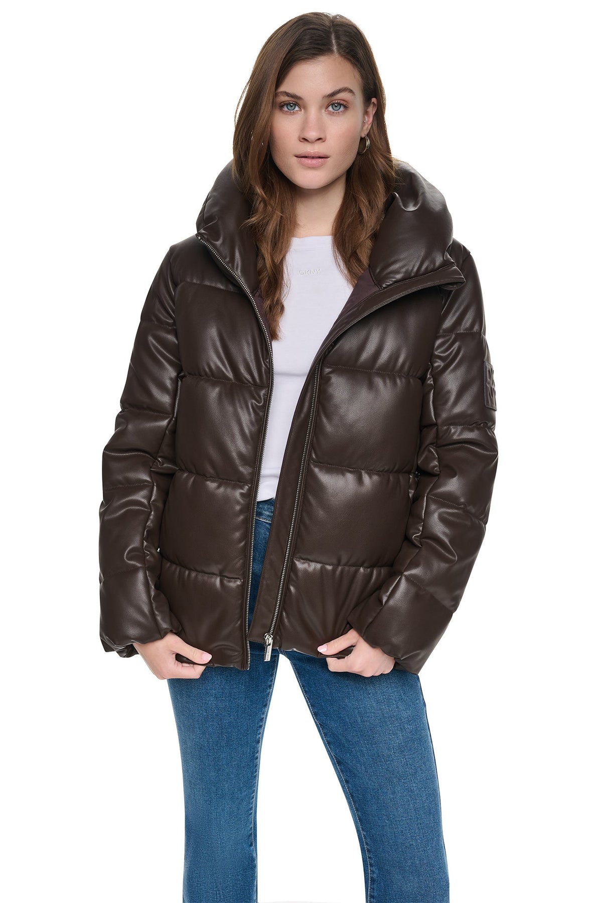 FAUX LEATHER PUFFER JACKET