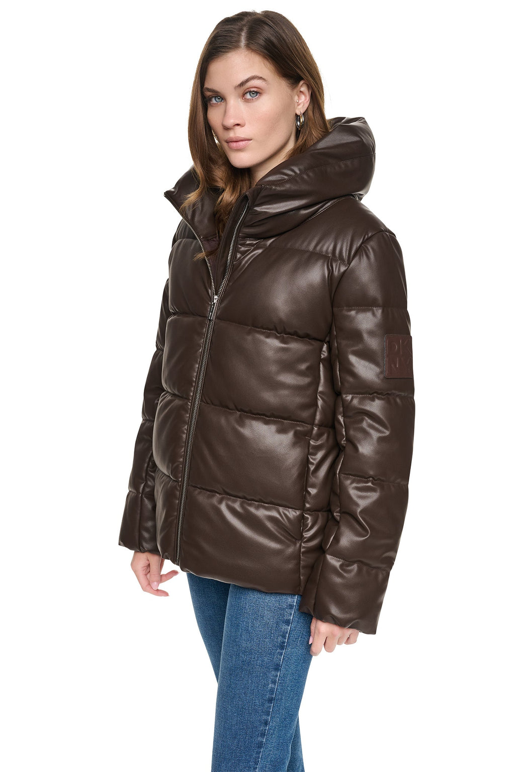 FAUX LEATHER PUFFER JACKET
