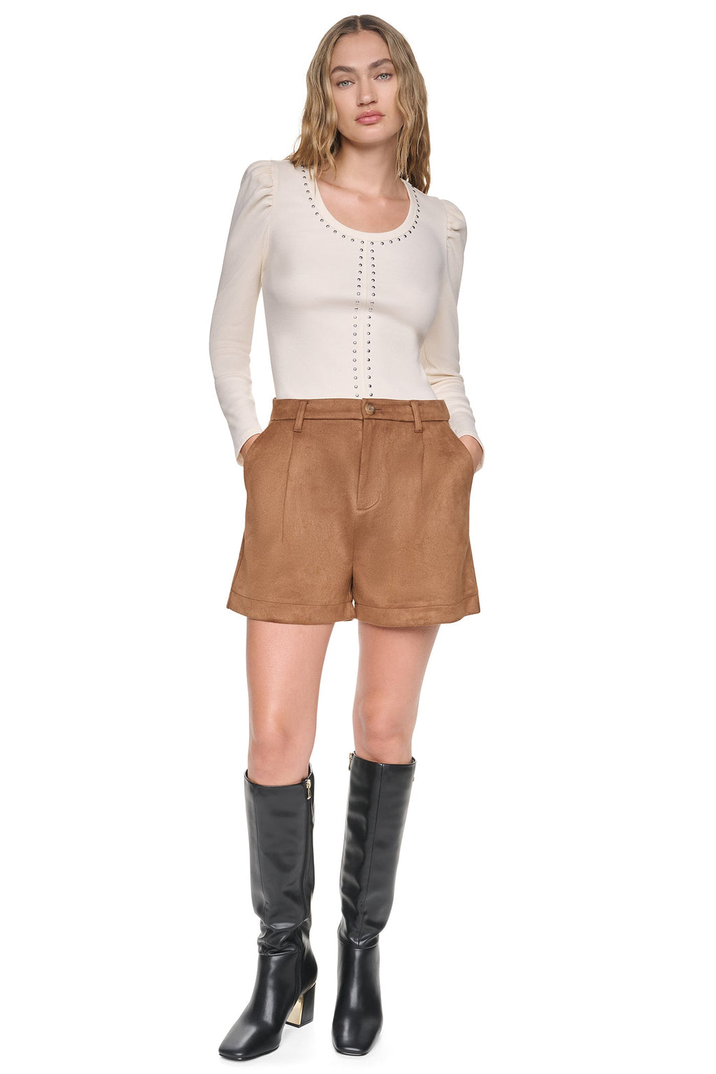 HIGH-RISE FAUX SUEDE SHORT
