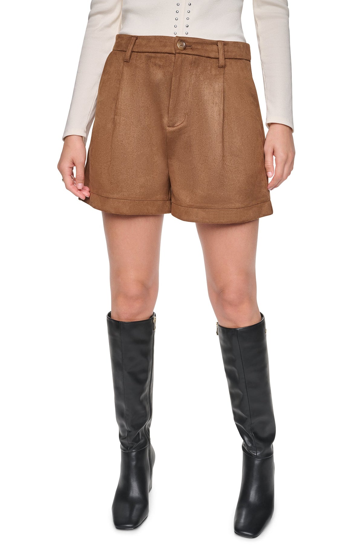 HIGH-RISE FAUX SUEDE SHORT