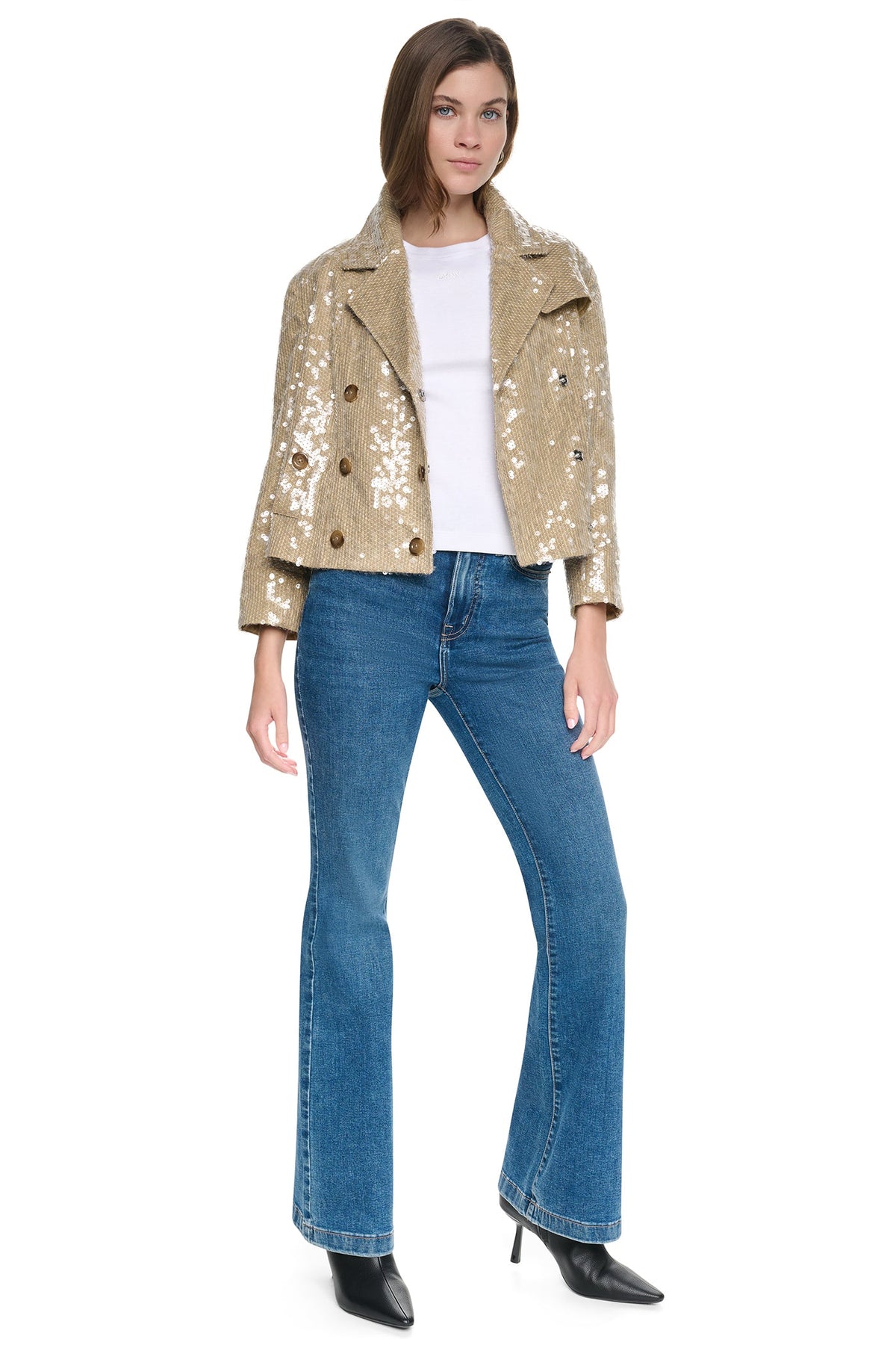 SEQUIN DOUBLE BREASTED TRENCH COAT