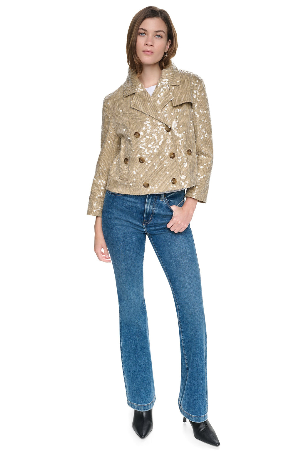 SEQUIN DOUBLE BREASTED TRENCH COAT