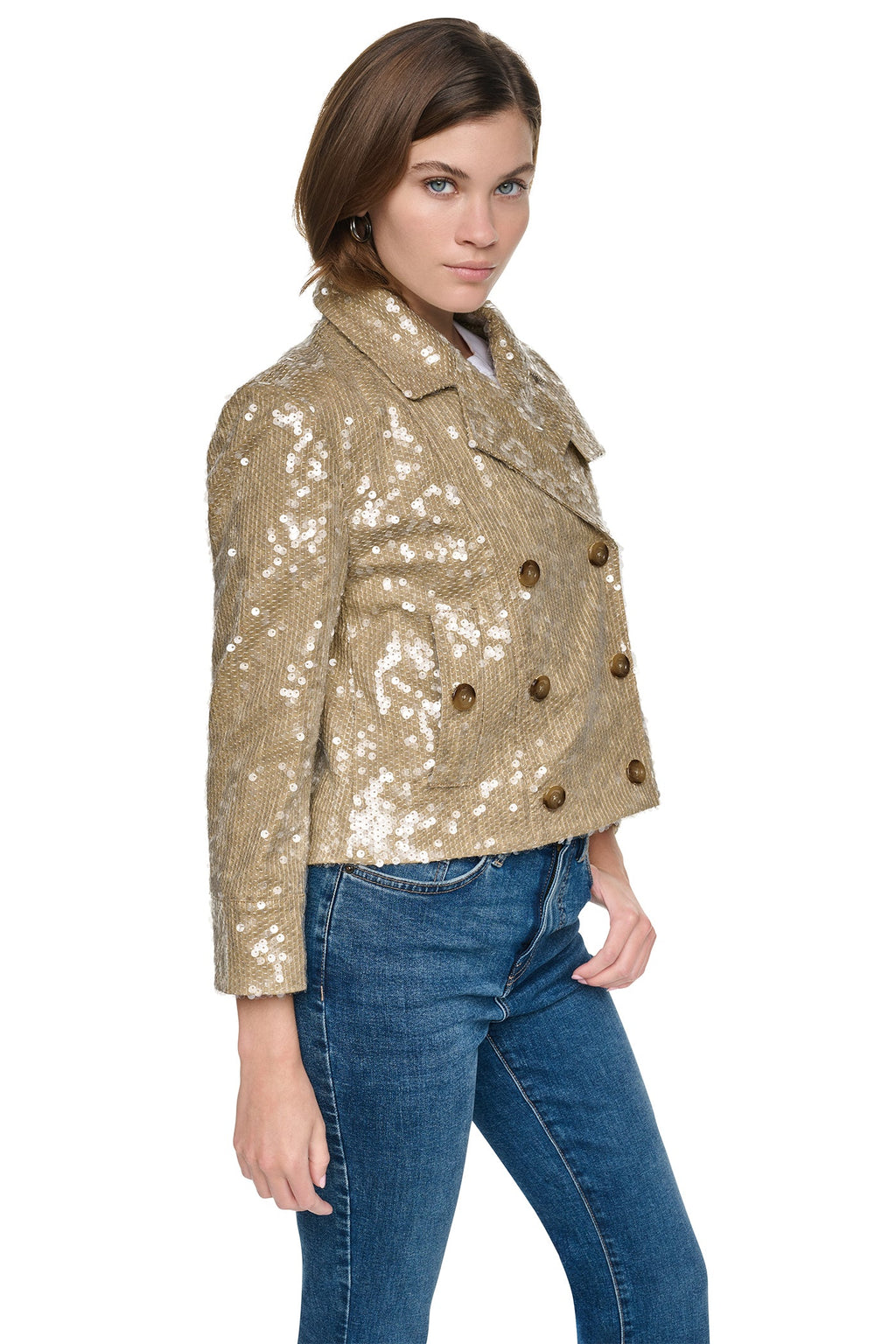 SEQUIN DOUBLE BREASTED TRENCH COAT