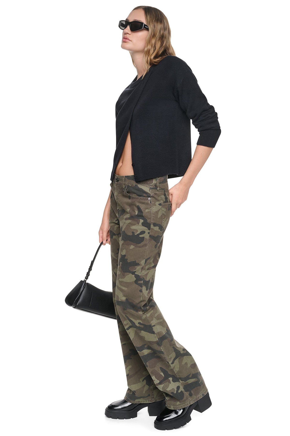 ASYMMETRIC BUTTON HEM CARDIGAN