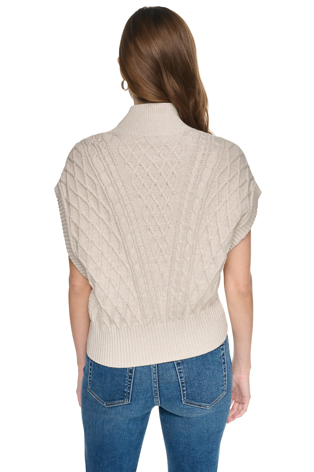 BUTTON SHOULDER CABLE SWEATER VEST