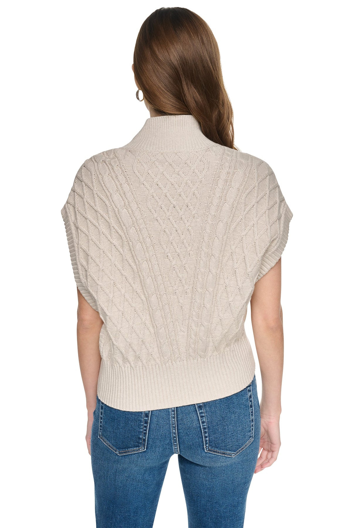 BUTTON SHOULDER CABLE SWEATER VEST