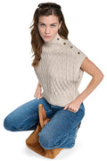 BUTTON SHOULDER CABLE SWEATER VEST