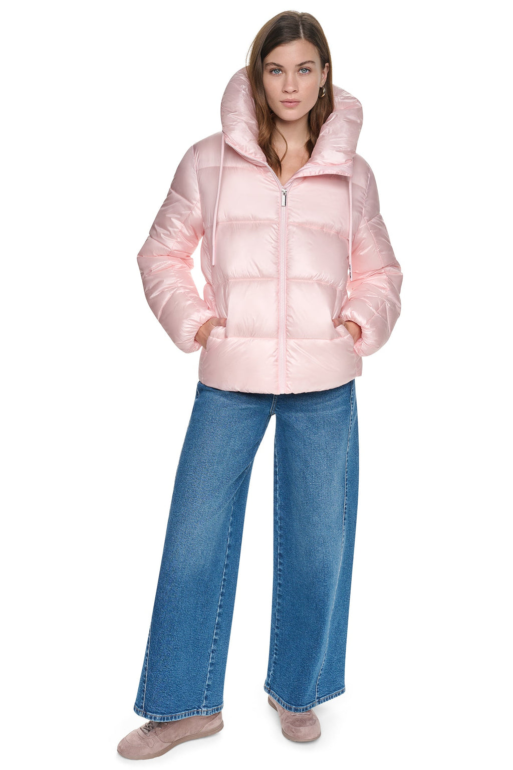 QUILTED PUFFER WITH DRAMA COLLAR