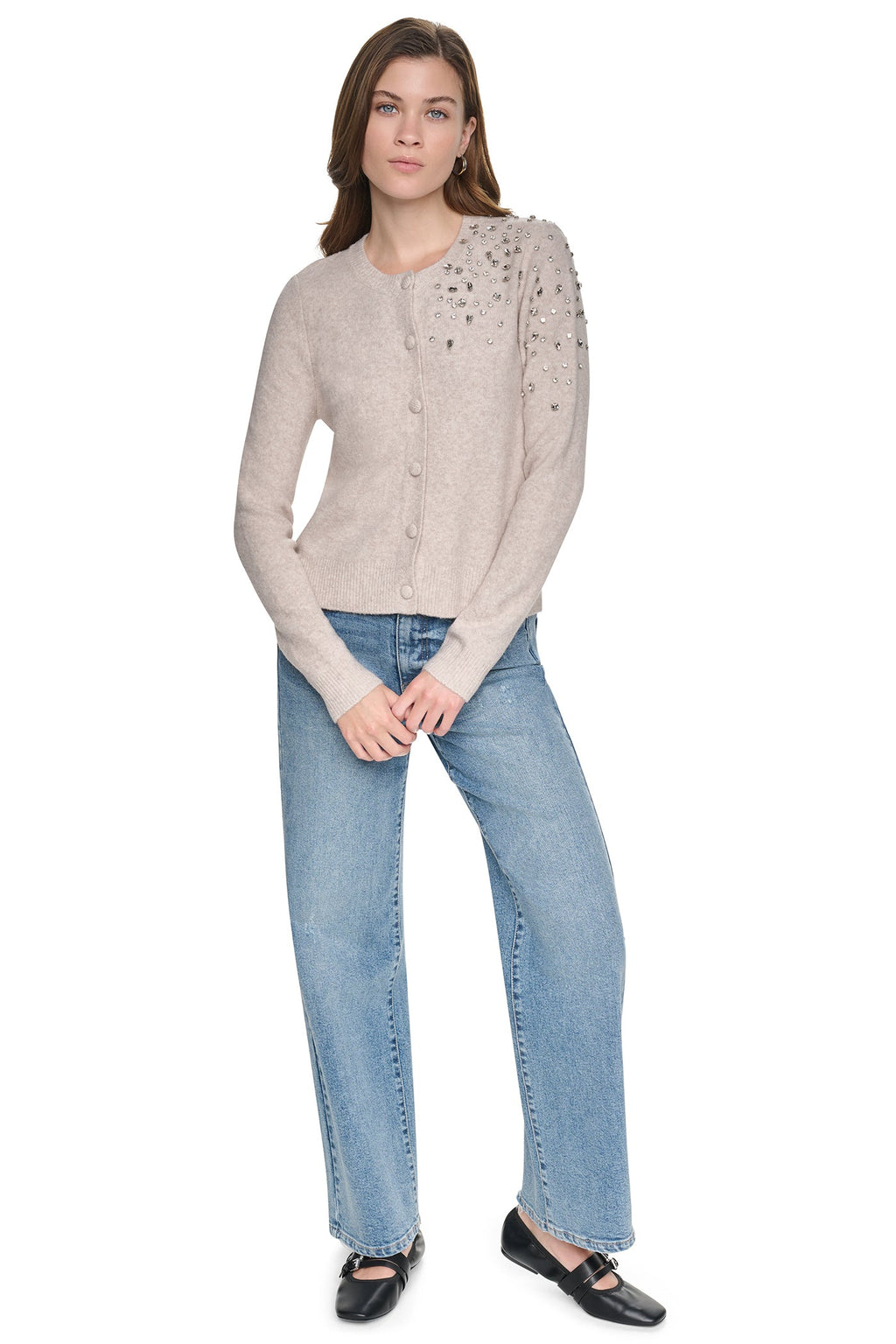 RHINESTONE FRONT CARDIGAN