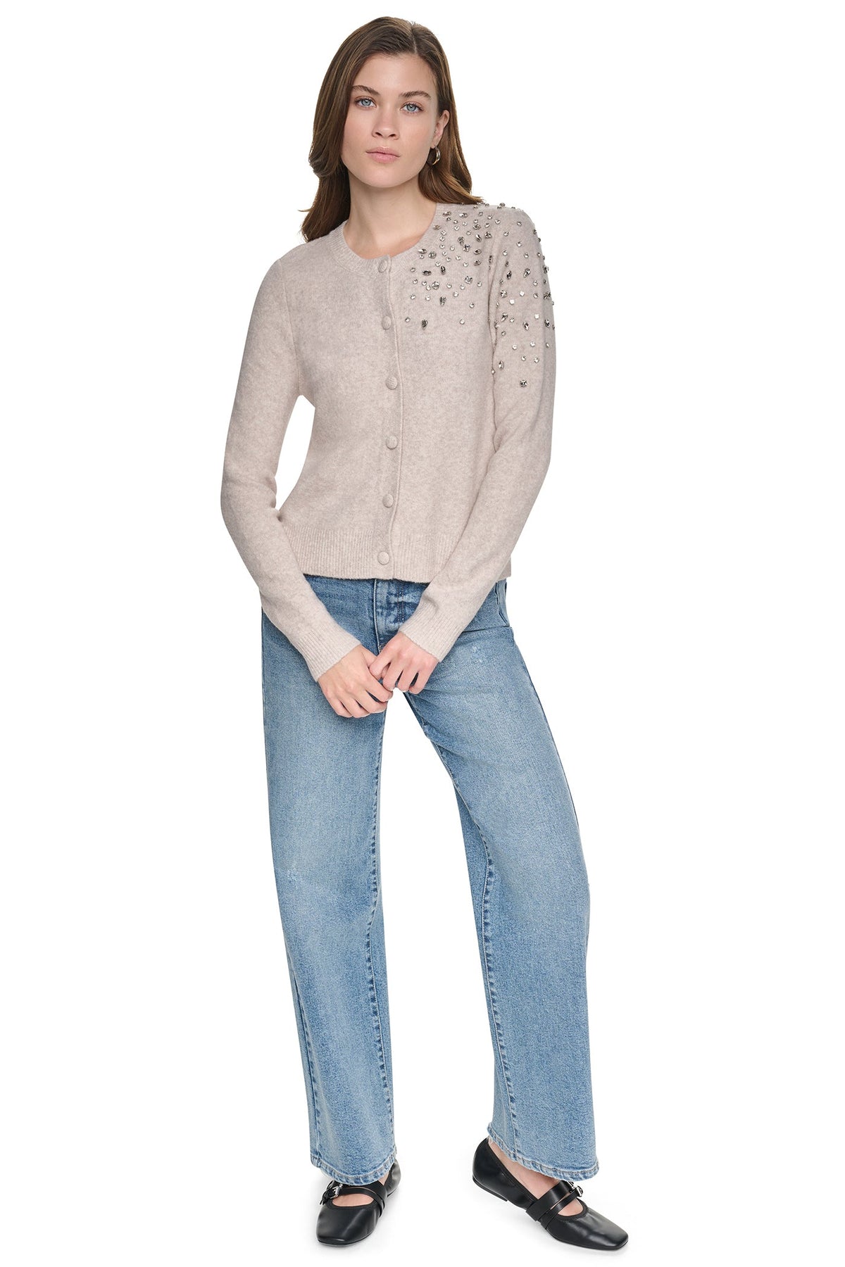 RHINESTONE FRONT CARDIGAN