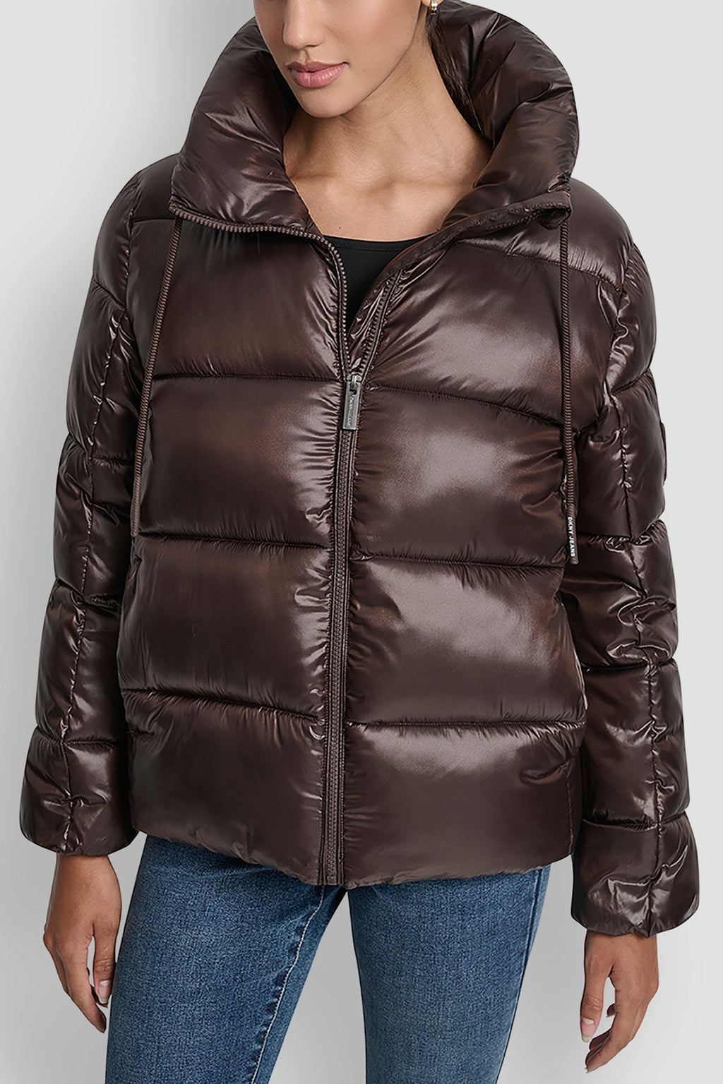QUILTED PUFFER WITH DRAMA COLLAR