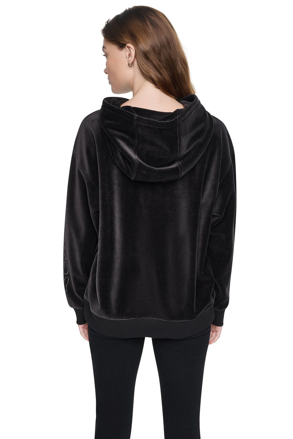 VELOUR RHINESTONE GRAFITTI LOGO HOODIE