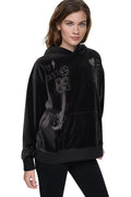 VELOUR RHINESTONE GRAFITTI LOGO HOODIE