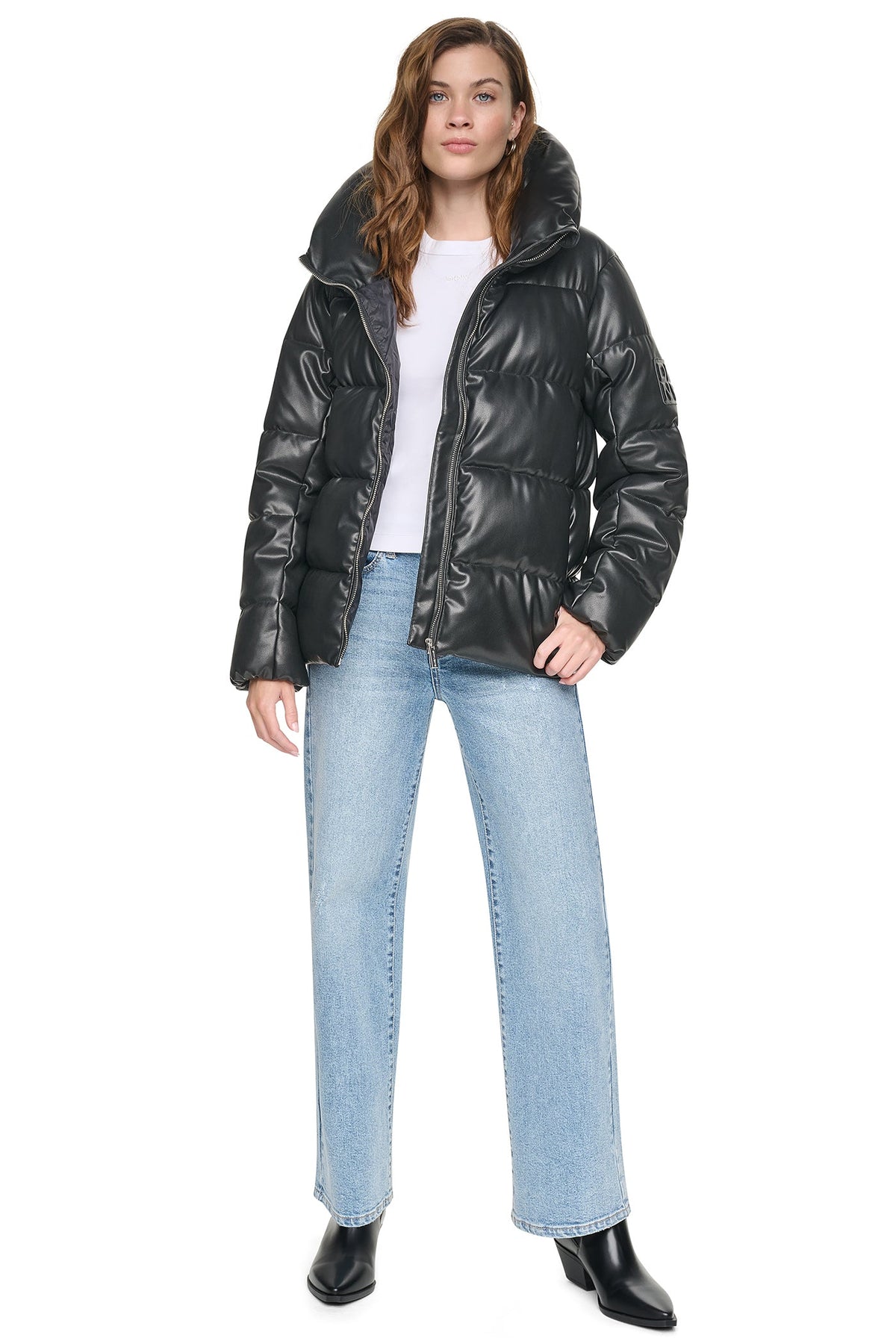 FAUX LEATHER PUFFER JACKET