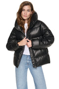FAUX LEATHER PUFFER JACKET