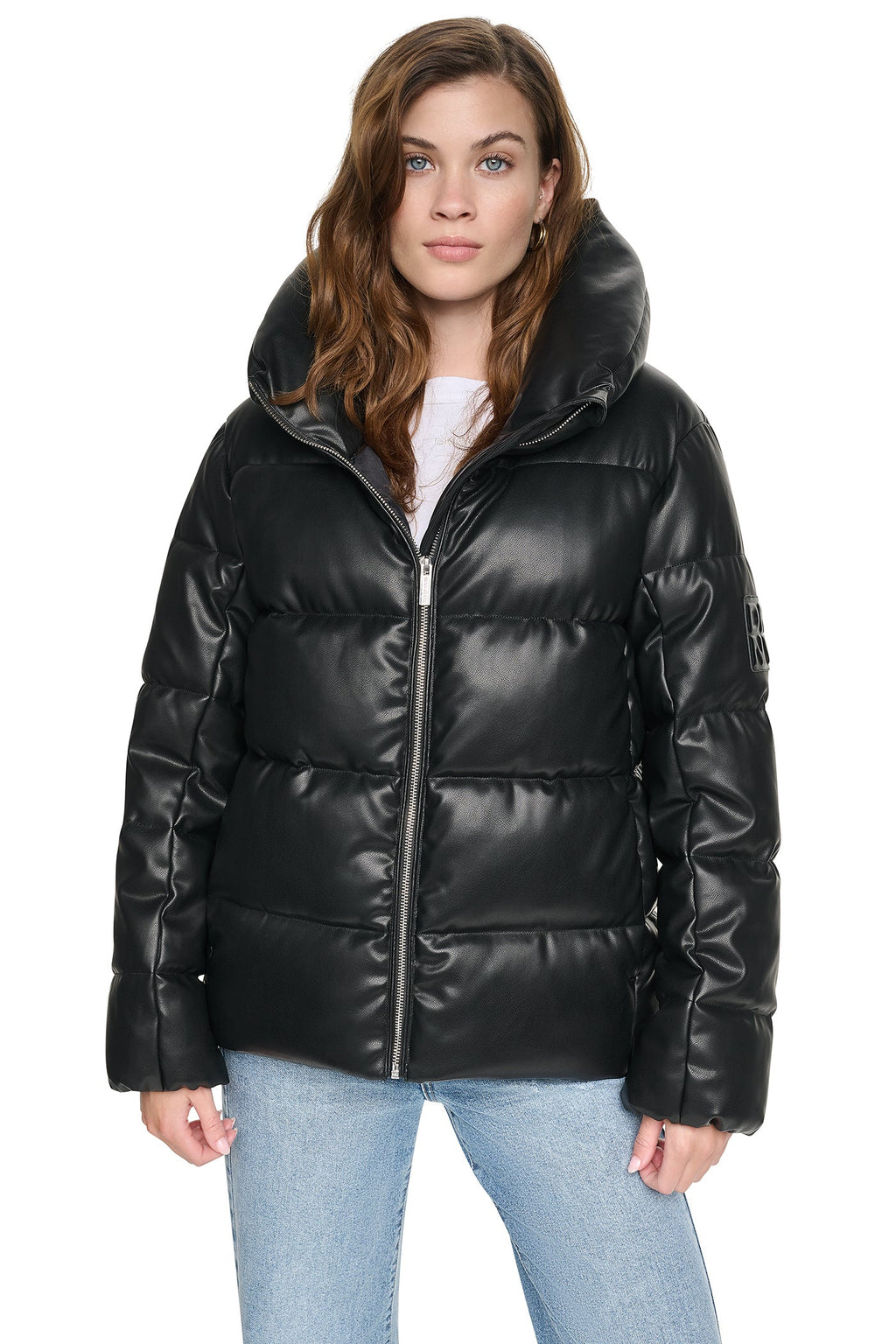 FAUX LEATHER PUFFER JACKET