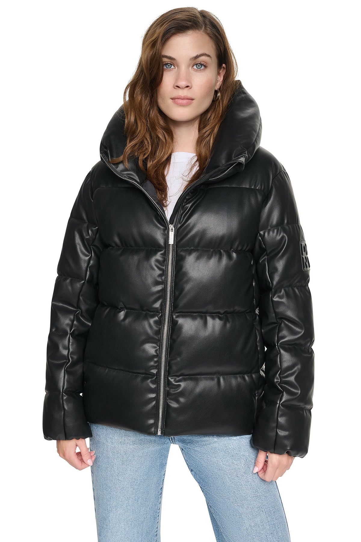 FAUX LEATHER PUFFER JACKET