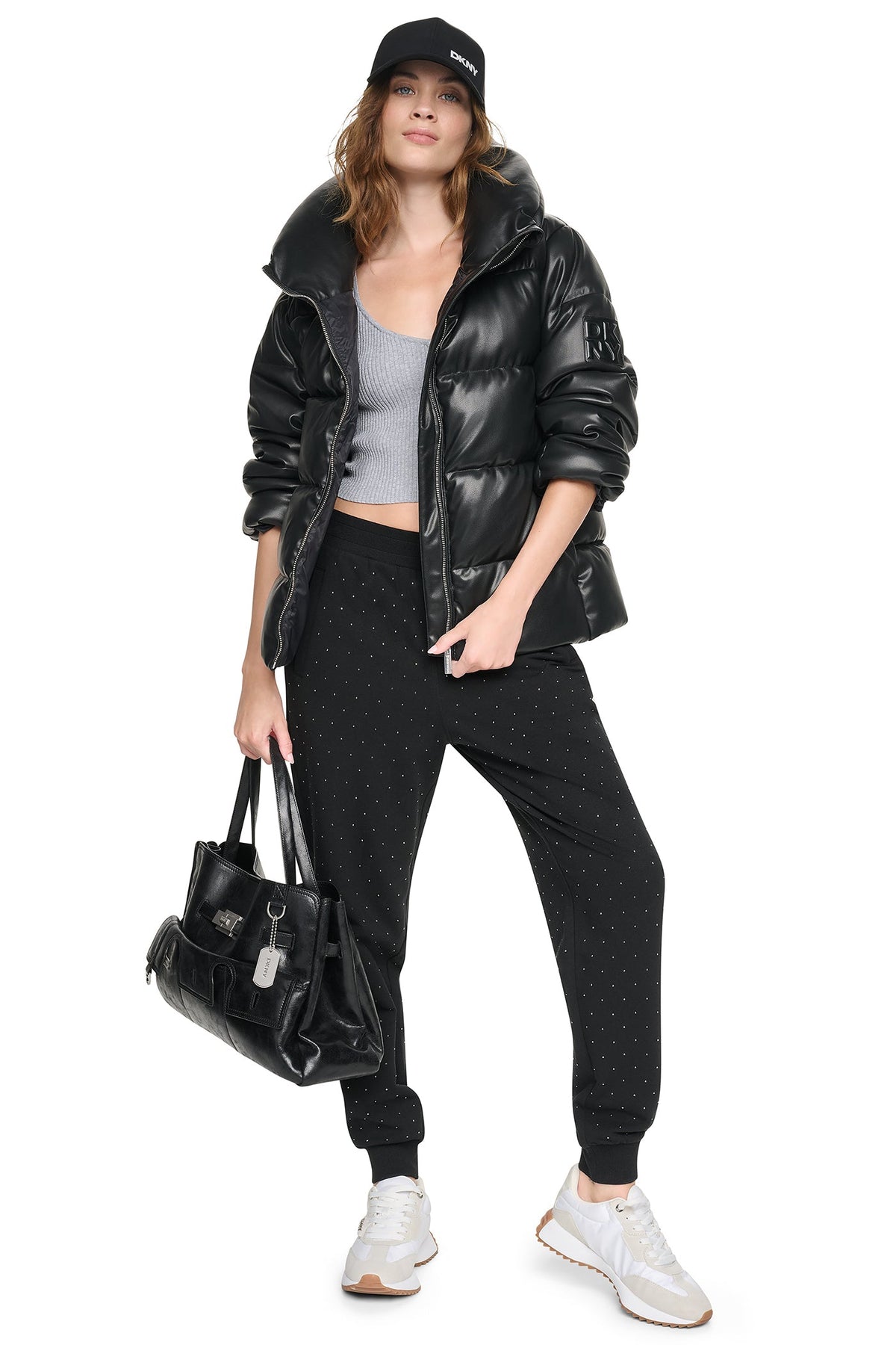 FAUX LEATHER PUFFER JACKET