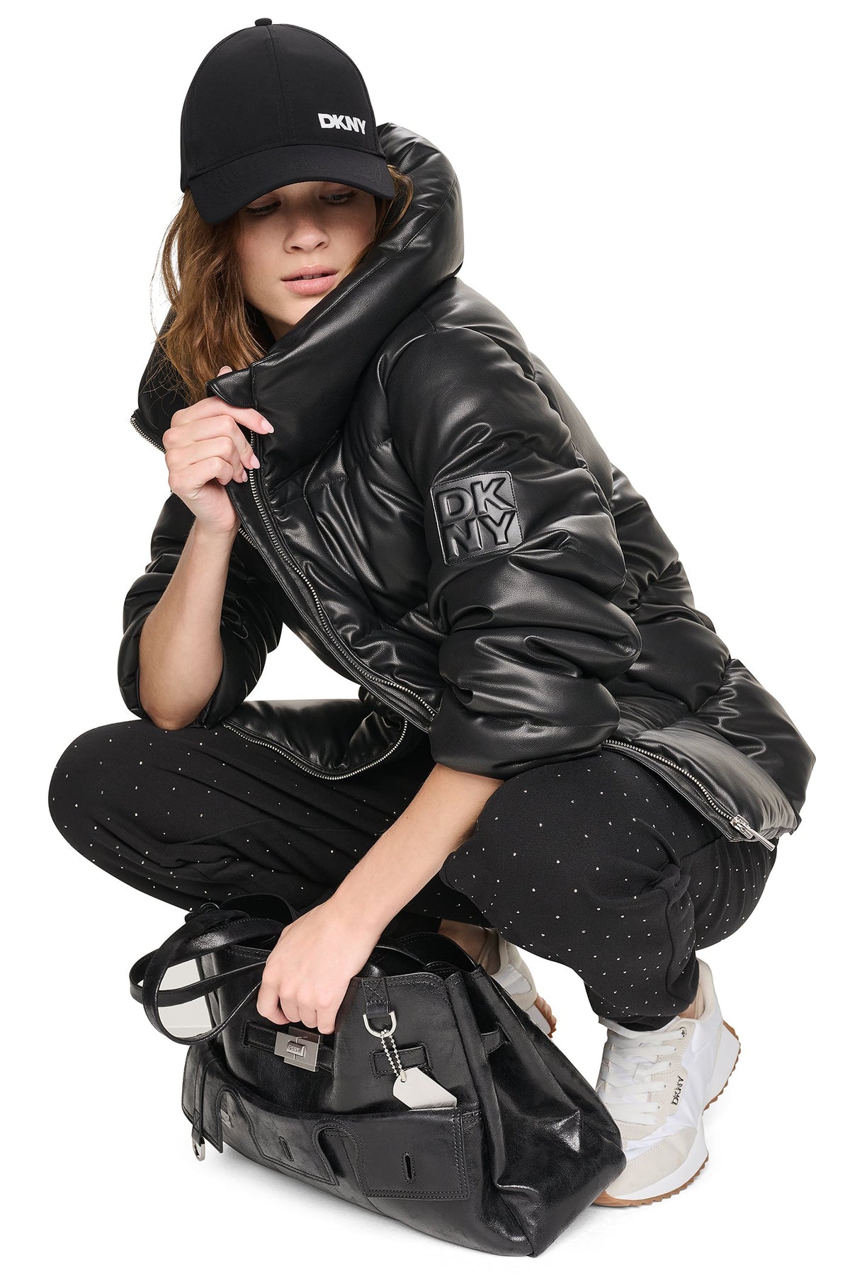 FAUX LEATHER PUFFER JACKET