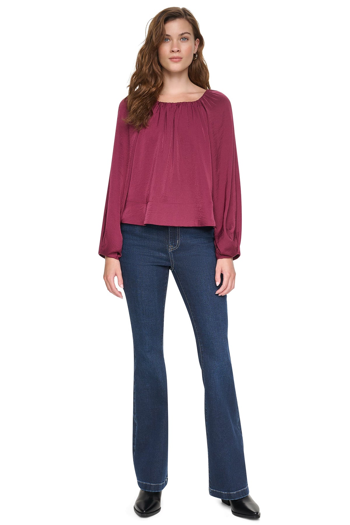 RAGLAN SLEEVE SHIRRED TOP