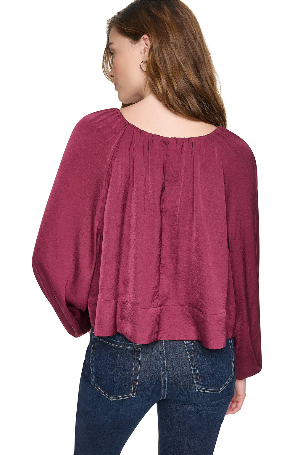 RAGLAN SLEEVE SHIRRED TOP