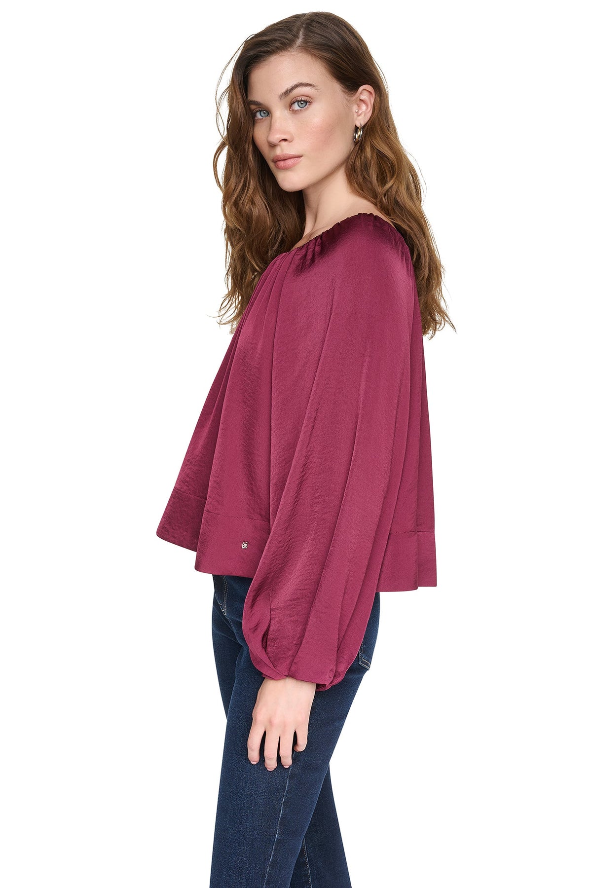 RAGLAN SLEEVE SHIRRED TOP
