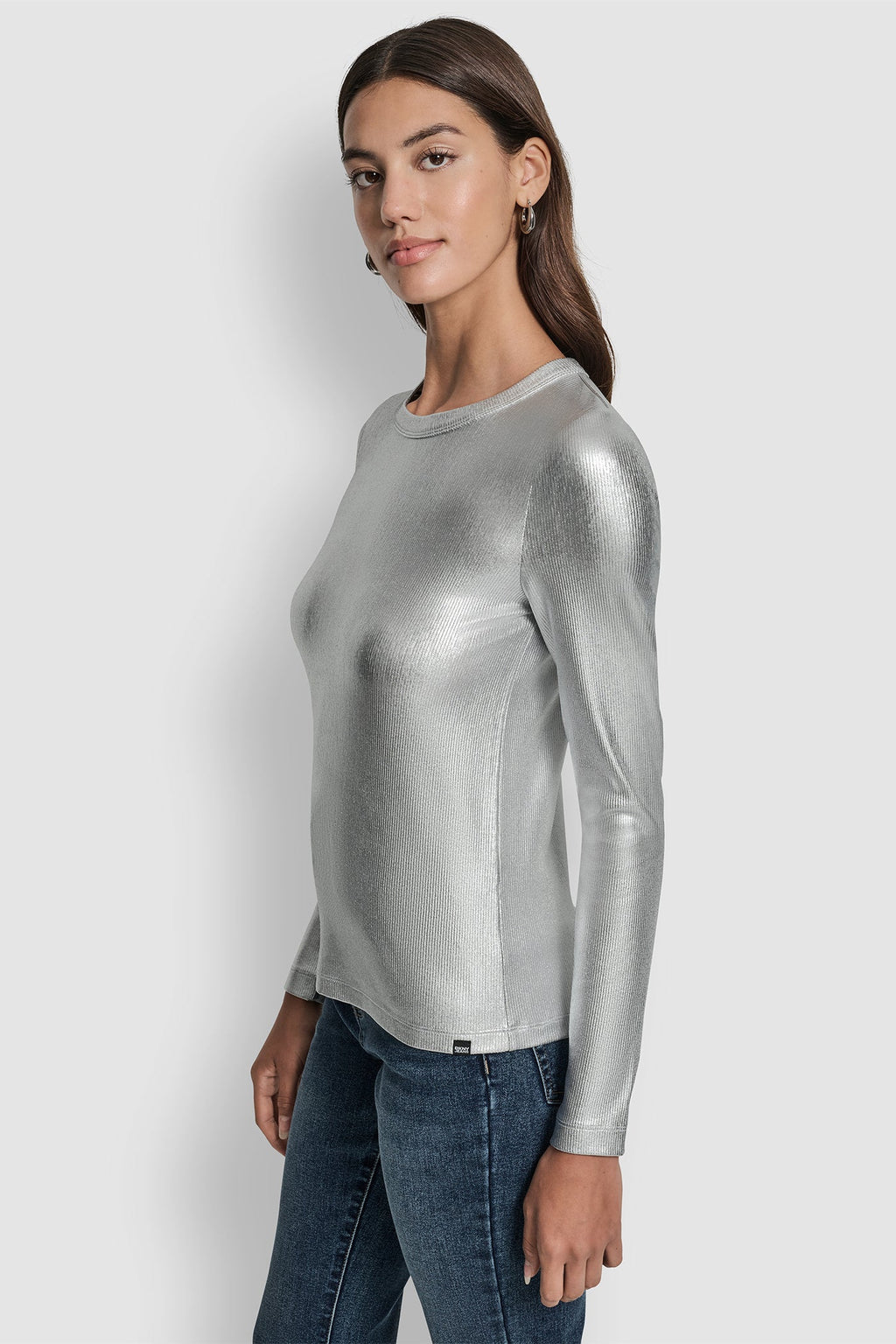 FOIL RIB-KNIT TOP
