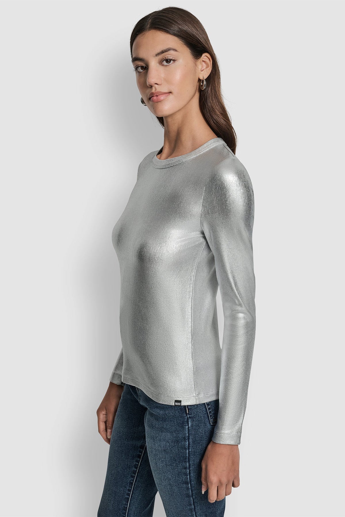 FOIL RIB-KNIT TOP