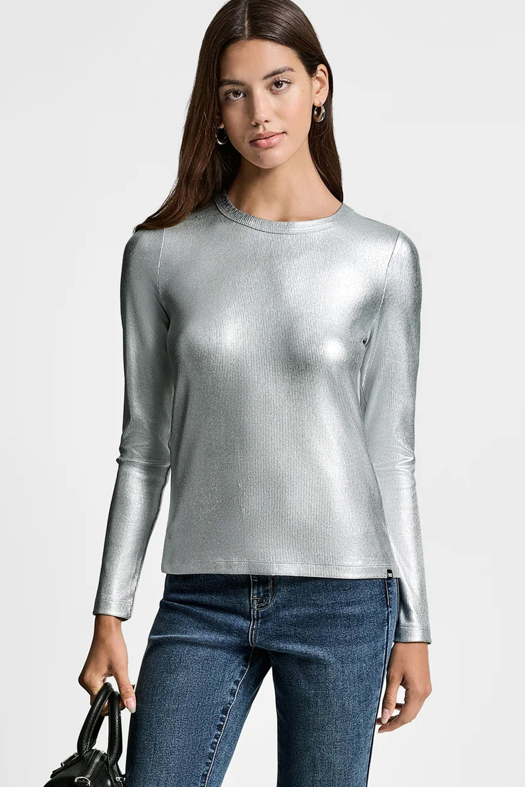 FOIL RIB-KNIT TOP