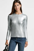 FOIL RIB-KNIT TOP