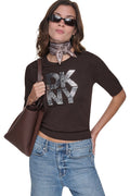 ELBOW SLEEVE SEQUIN LOGO SWEATER