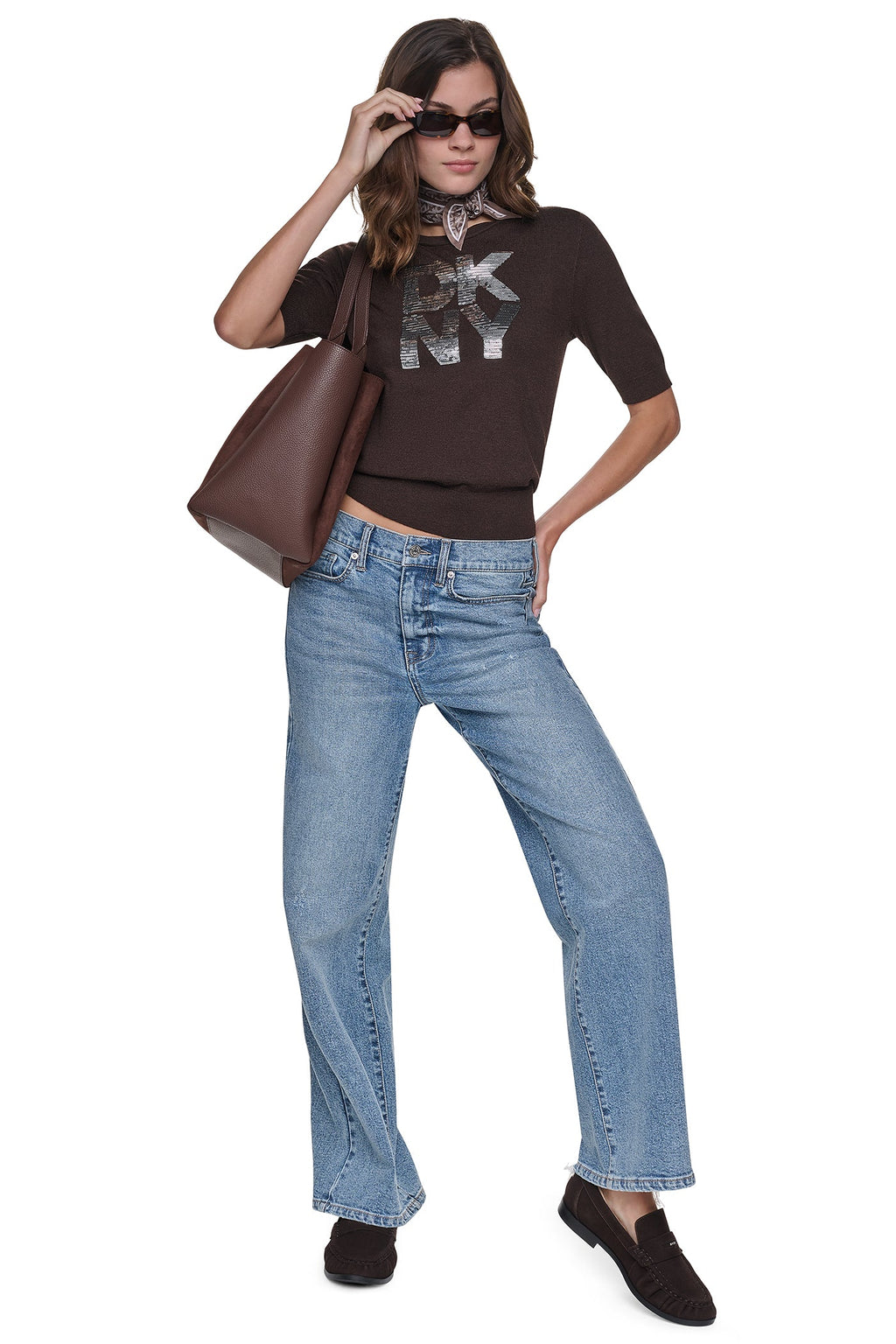 ELBOW SLEEVE SEQUIN LOGO SWEATER