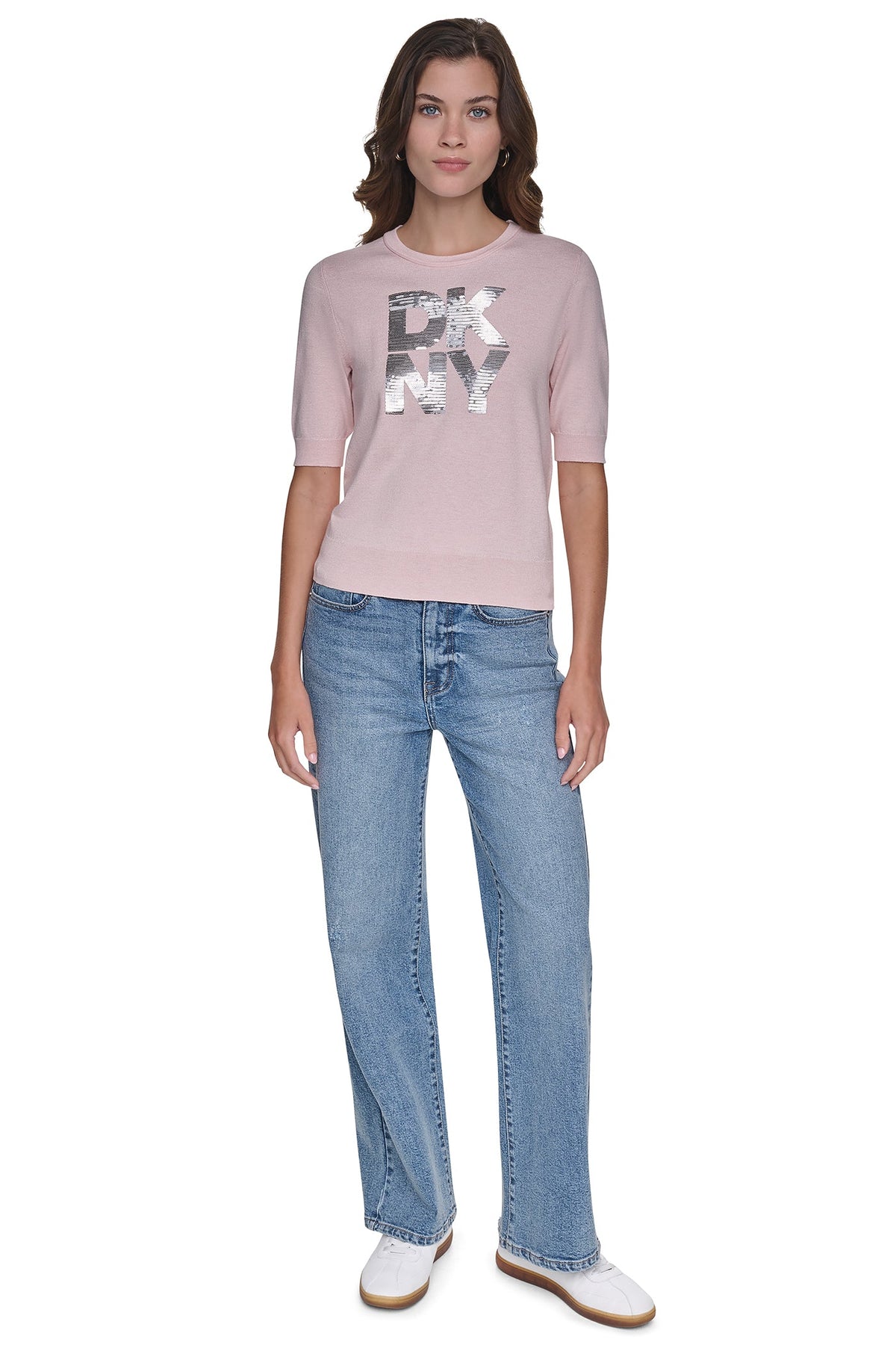 ELBOW SLEEVE SEQUIN LOGO SWEATER