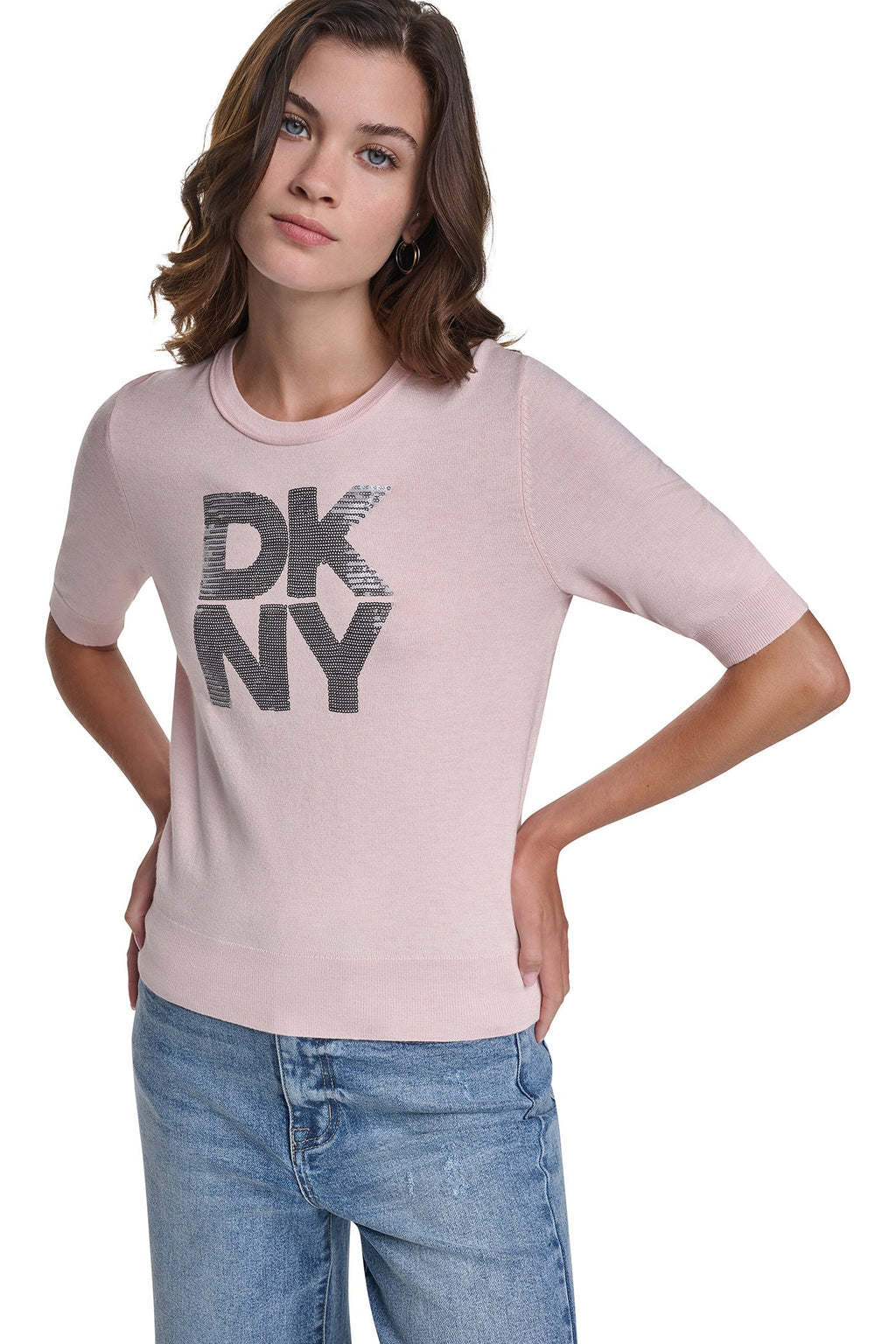 ELBOW SLEEVE SEQUIN LOGO SWEATER