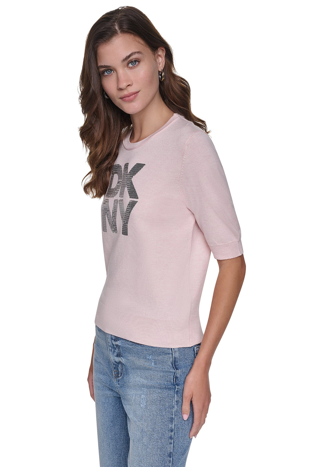 ELBOW SLEEVE SEQUIN LOGO SWEATER