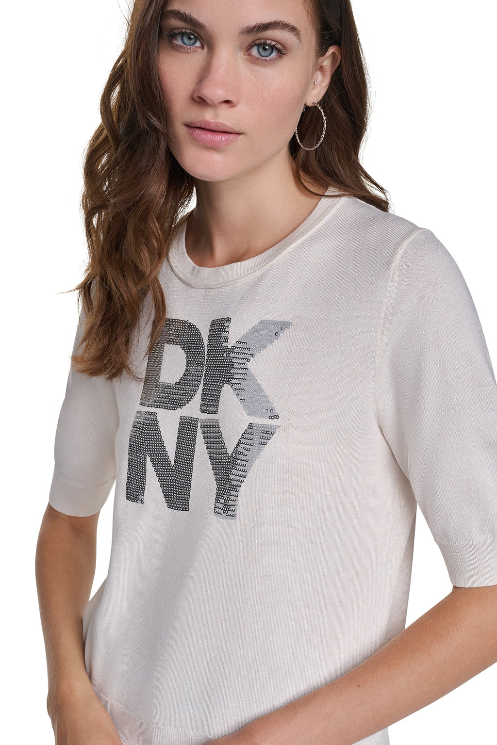 ELBOW SLEEVE SEQUIN LOGO SWEATER