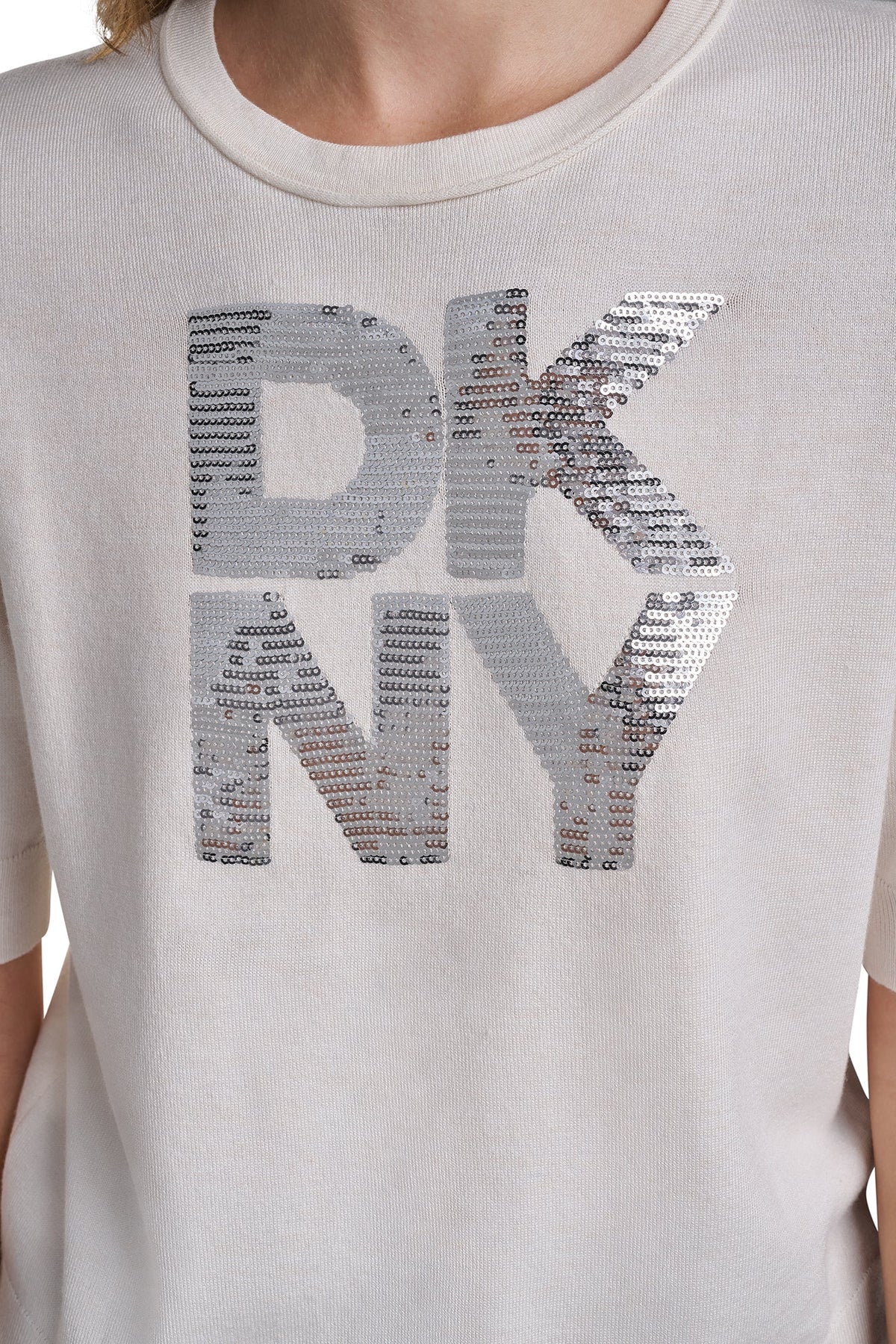 ELBOW SLEEVE SEQUIN LOGO SWEATER