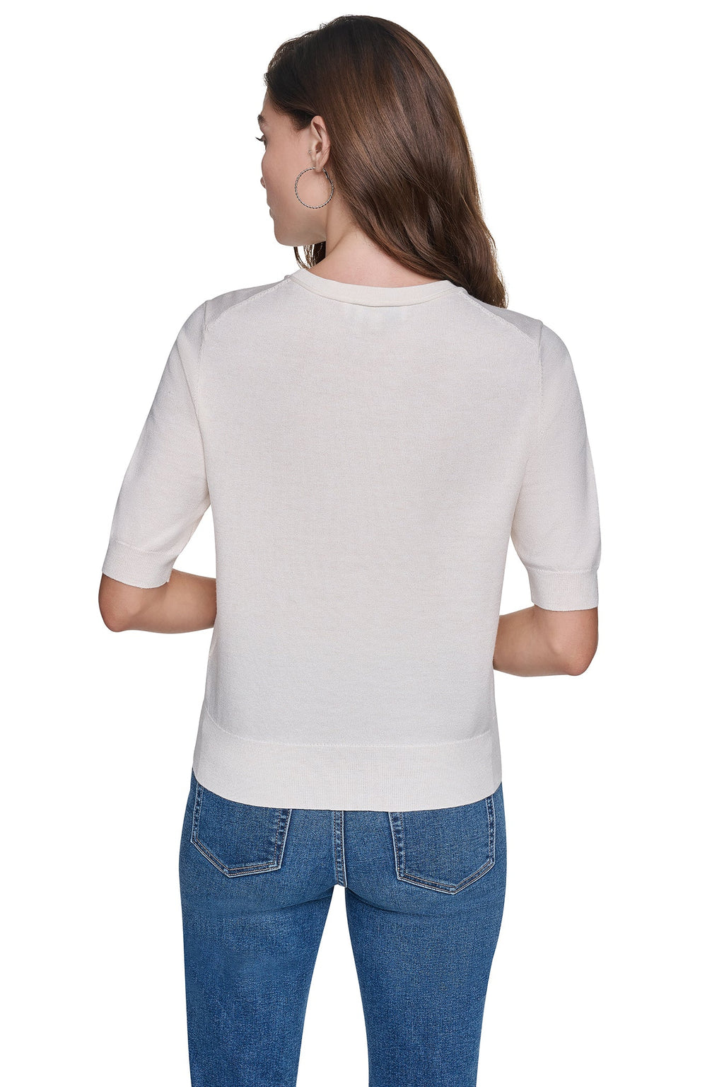 ELBOW SLEEVE SEQUIN LOGO SWEATER