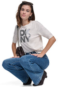 ELBOW SLEEVE SEQUIN LOGO SWEATER