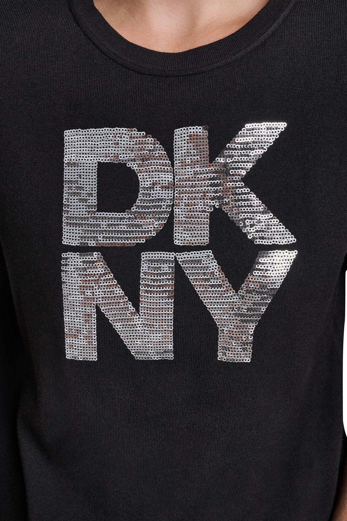 ELBOW SLEEVE SEQUIN LOGO SWEATER