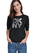 ELBOW SLEEVE SEQUIN LOGO SWEATER