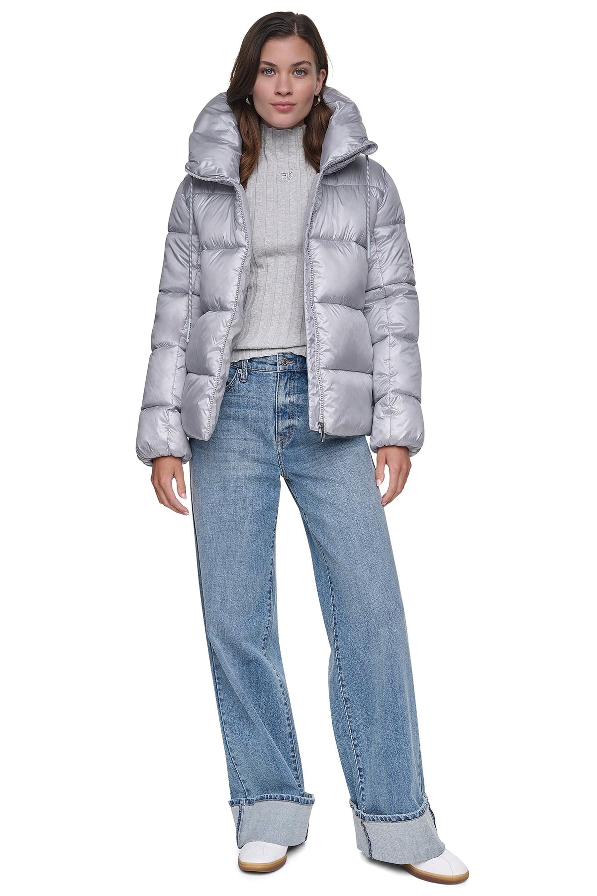 QUILTED PUFFER WITH DRAMA COLLAR