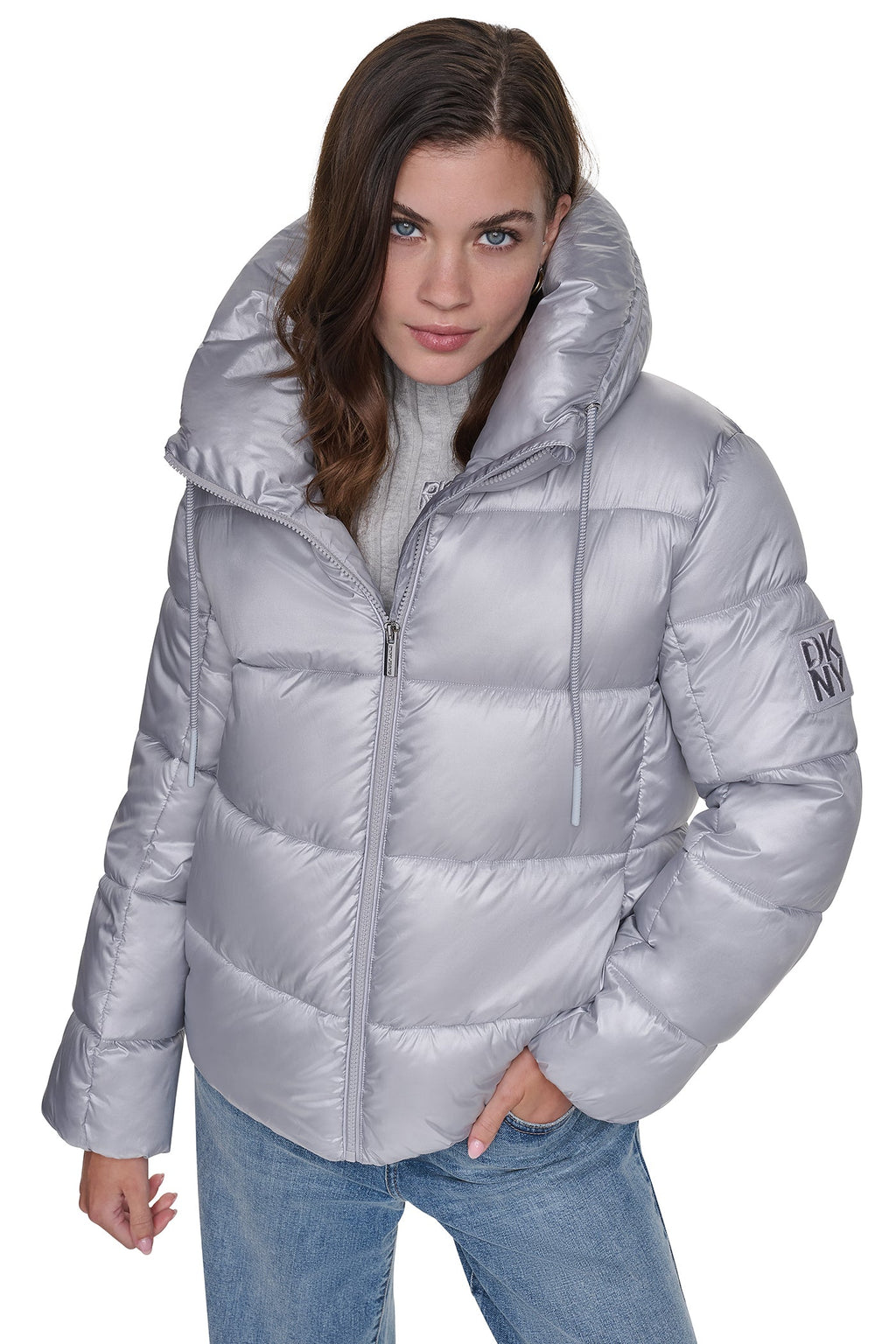 QUILTED PUFFER WITH DRAMA COLLAR