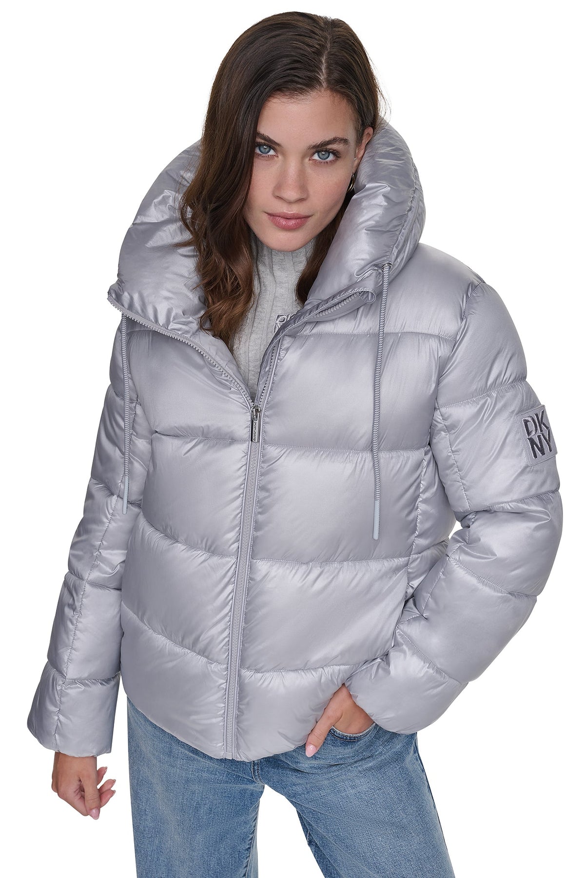 QUILTED PUFFER WITH DRAMA COLLAR