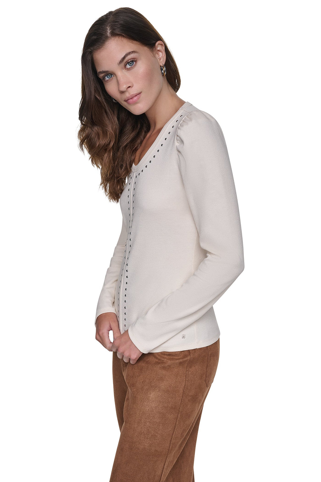 PUFF SLEEVE RHINESTONE TOP
