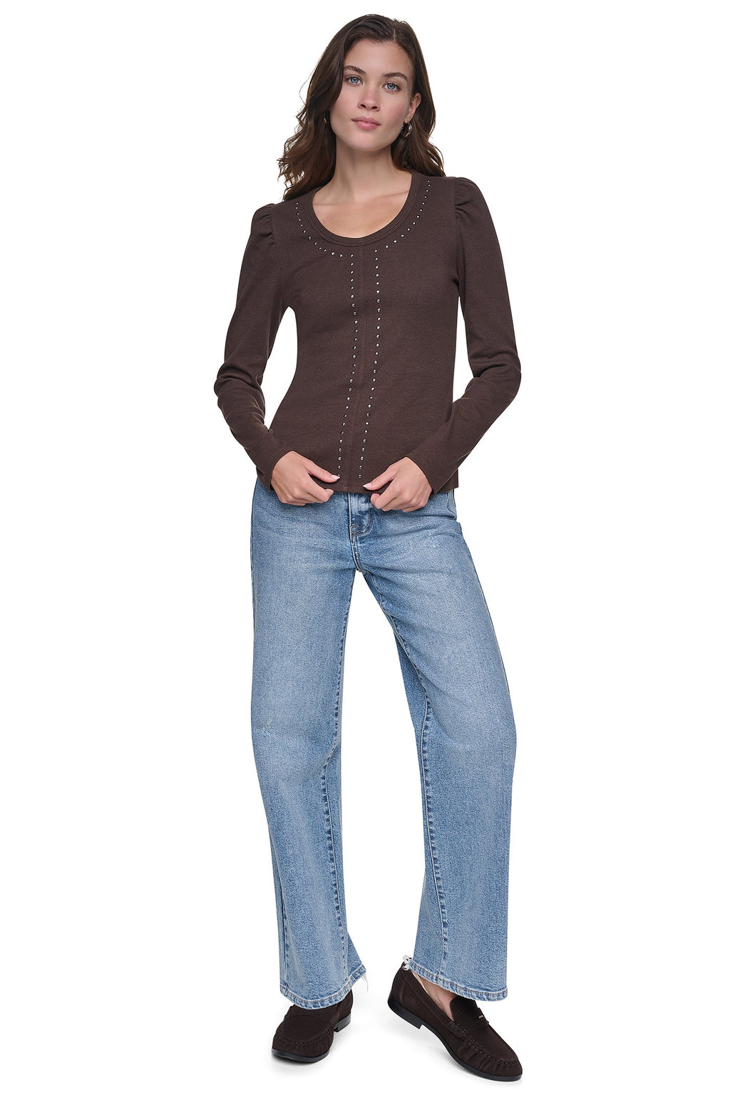 PUFF SLEEVE RHINESTONE TOP