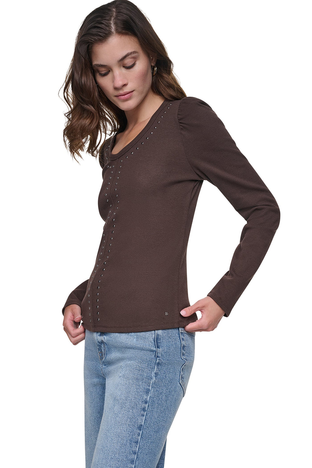 PUFF SLEEVE RHINESTONE TOP