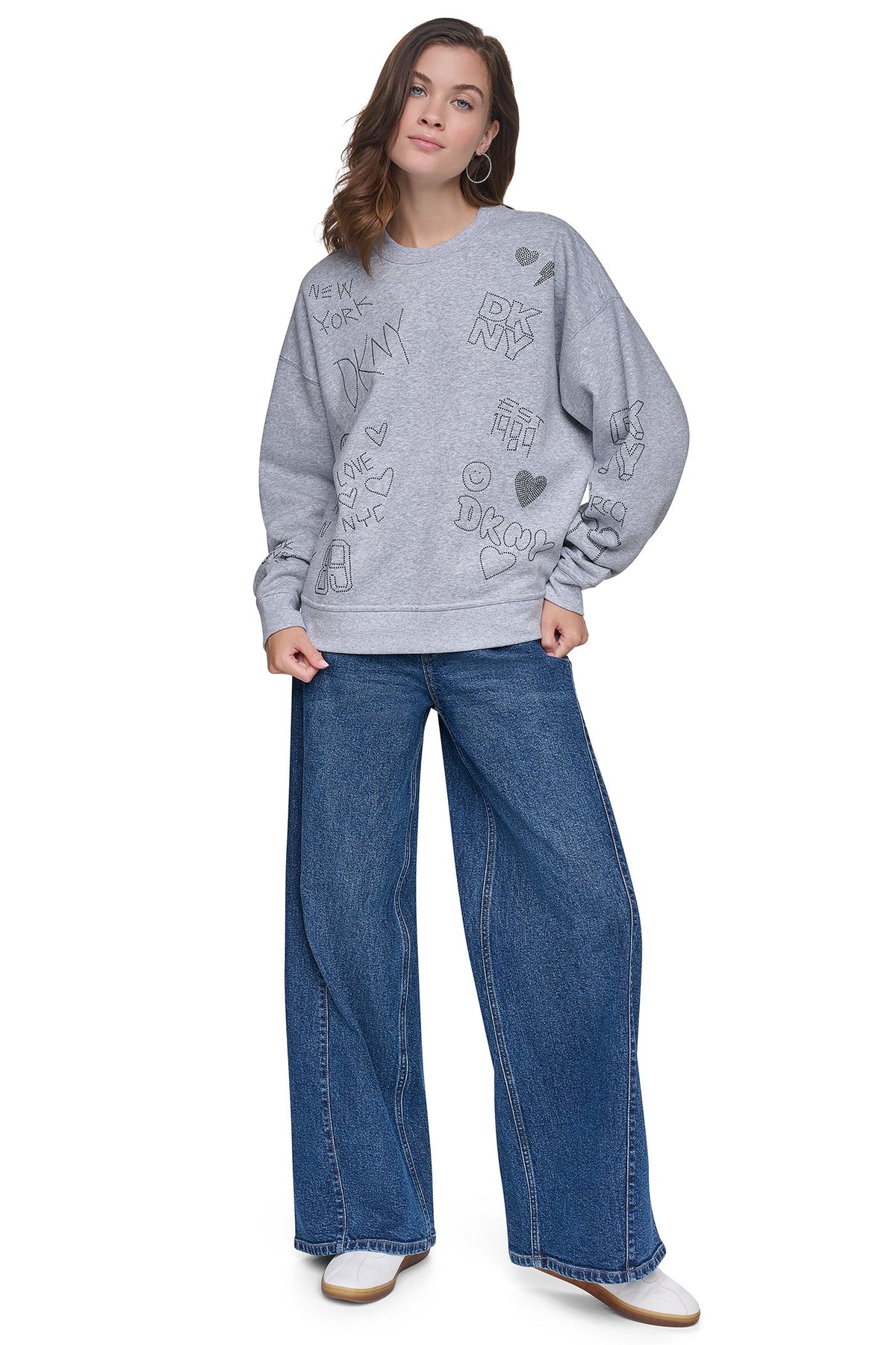 RHINESTONE GRAFFITI LOGO SWEATSHIRT