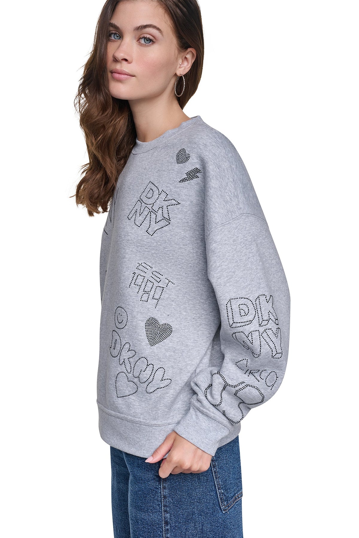 RHINESTONE GRAFFITI LOGO SWEATSHIRT