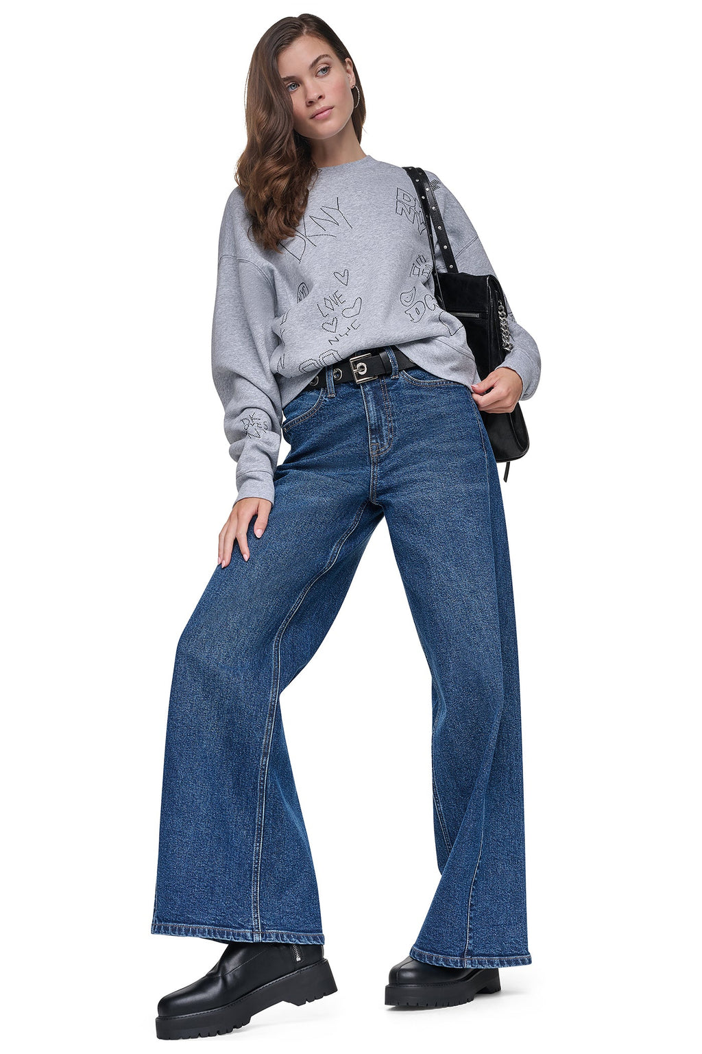 RHINESTONE GRAFFITI LOGO SWEATSHIRT
